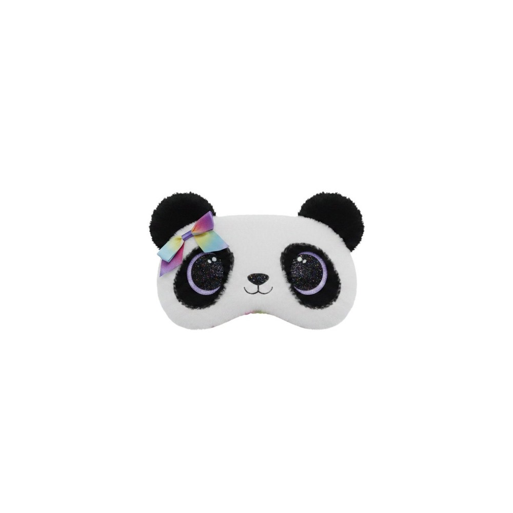Claire's Sleep Mask Girls O/S White Black New Panda Faux Fur Rainbow Bow Plush